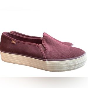 Ked’s Women’s Double Decker Perf Suede Slip On Sneaker Size 9.5